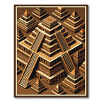 Isometric Aztec Pyramid Earth Tone Art Rug