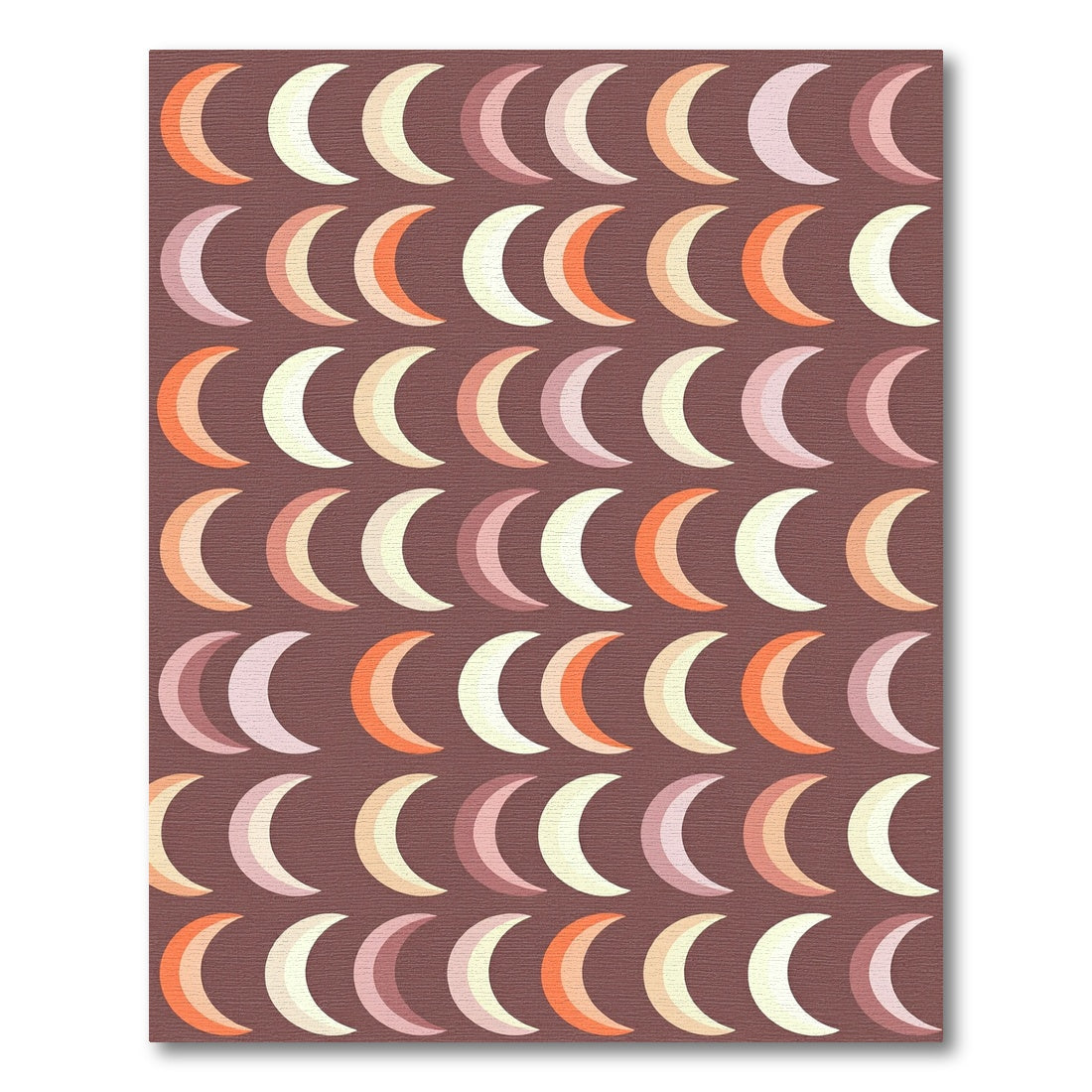 Celestial Earthy Crescent Moon Grid Rug