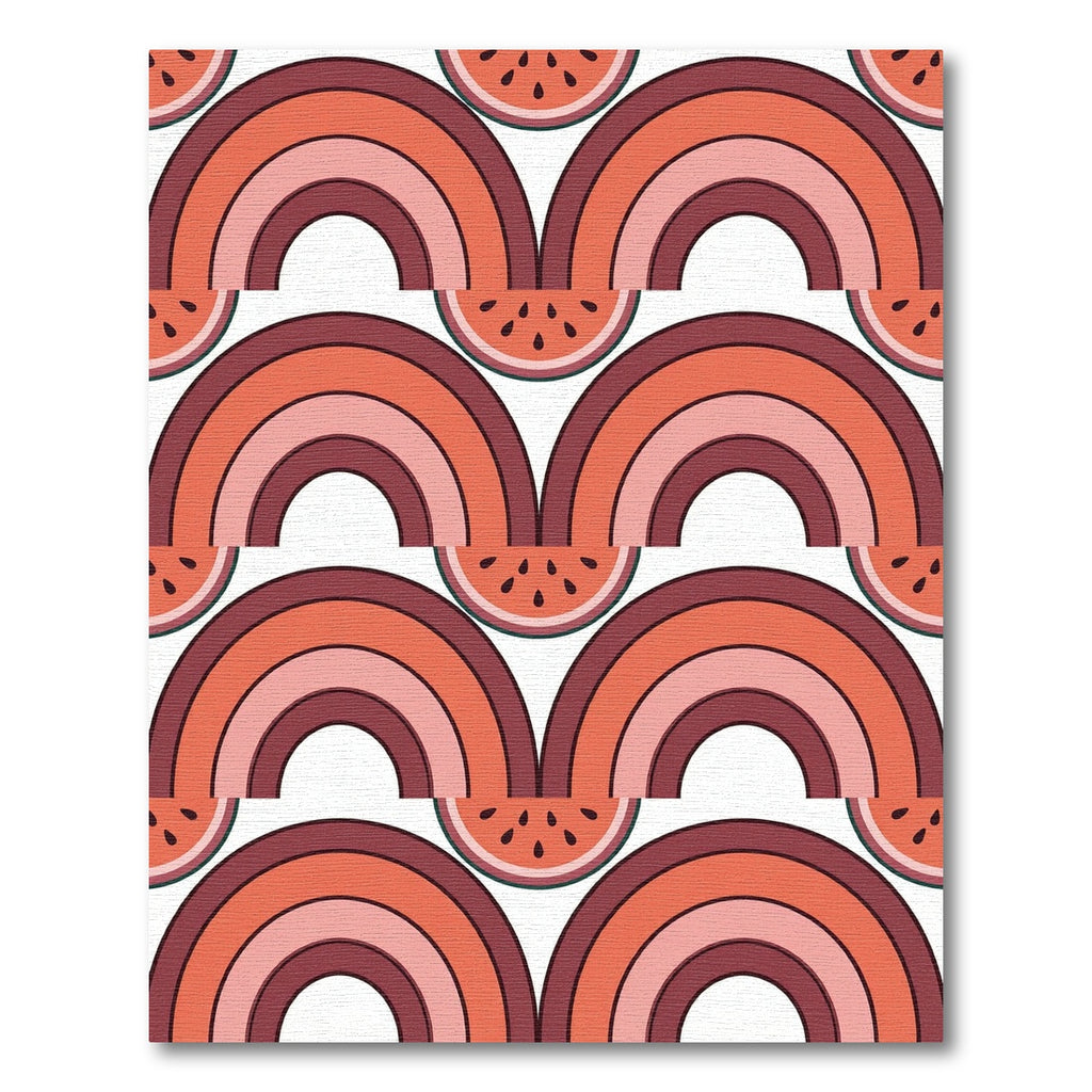Retro Watermelon Half Circle Rainbow Rug