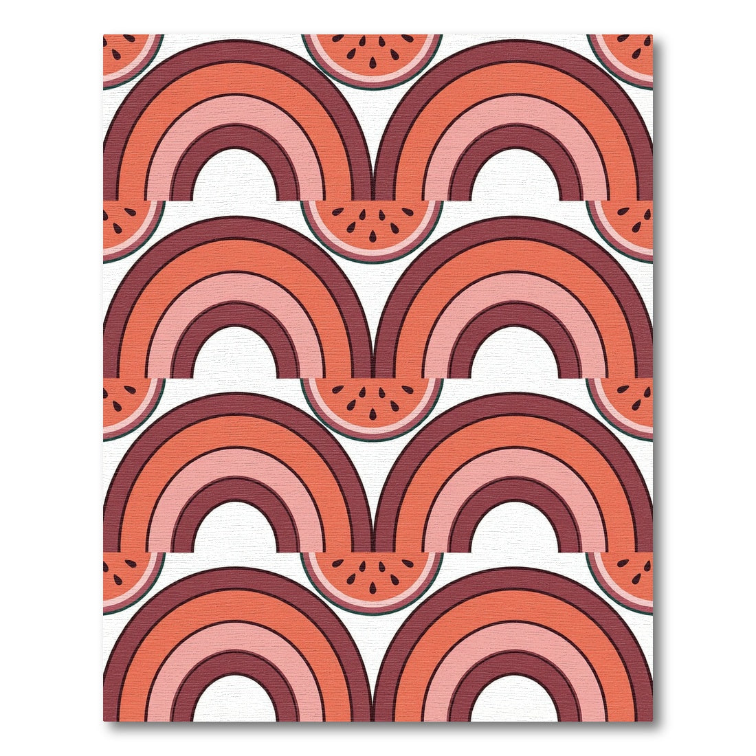 Retro Watermelon Half Circle Rainbow Rug