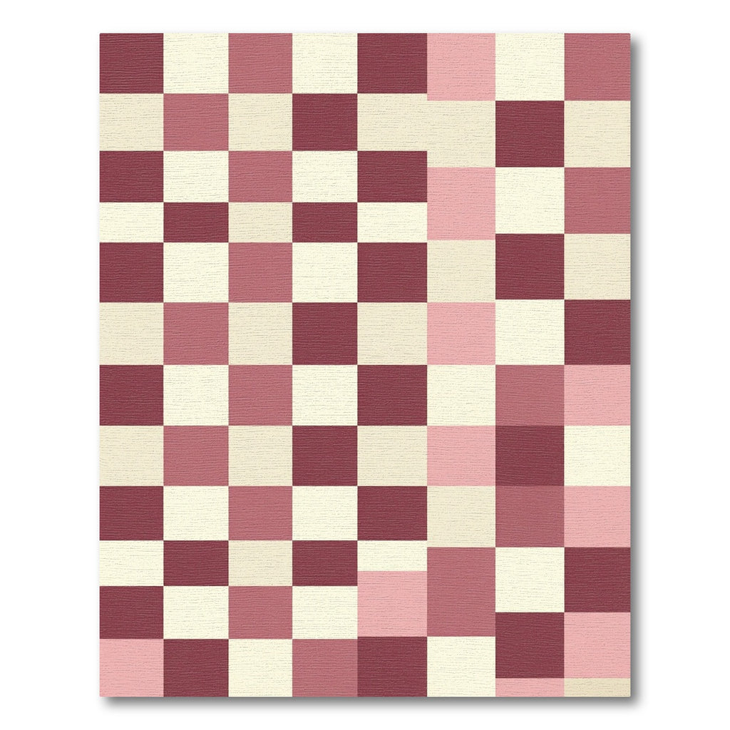 Modern Pink and Burgundy Checkered Grid Rug