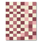 Modern Pink and Burgundy Checkered Grid Rug