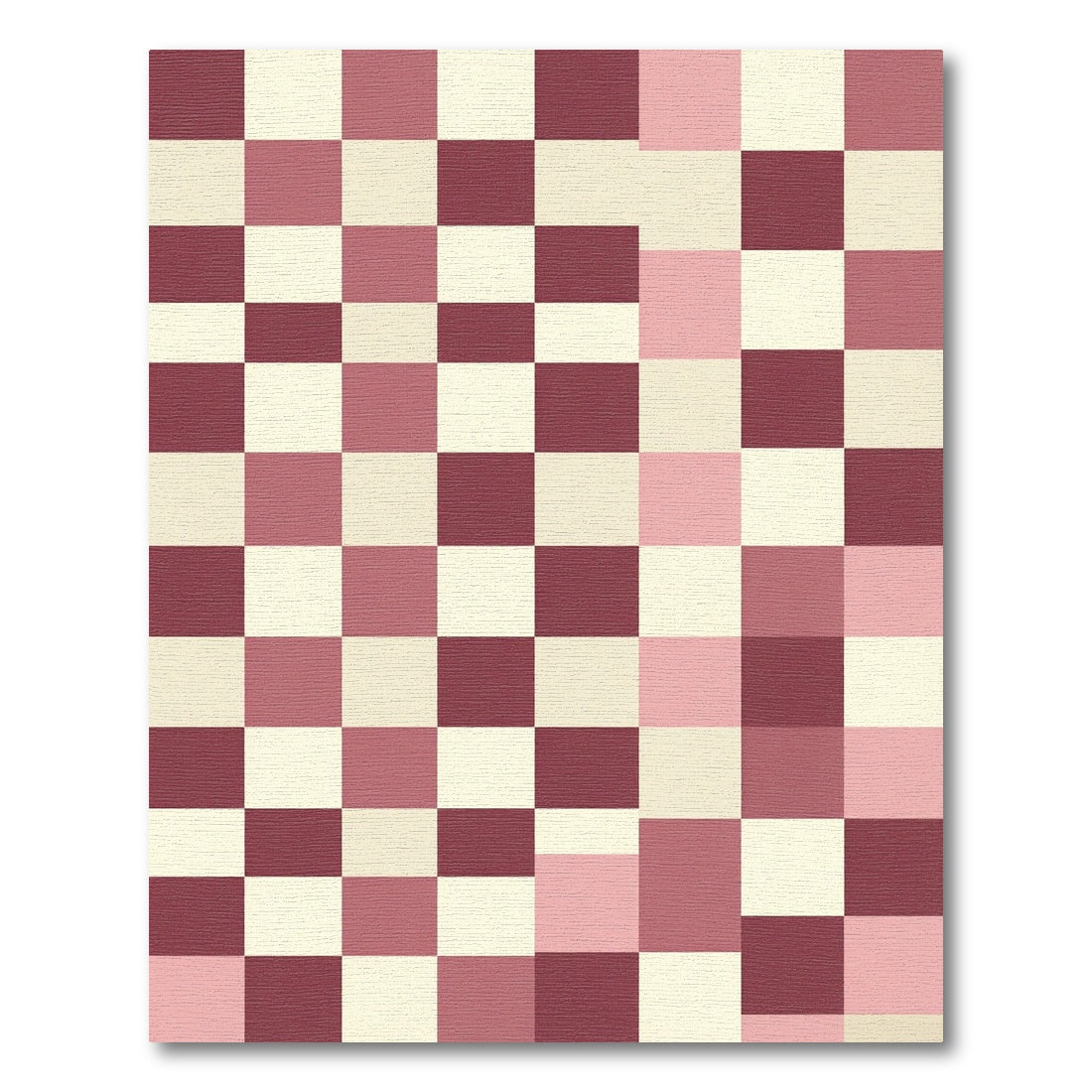 Modern Pink and Burgundy Checkered Grid Rug