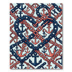 Navy Coral Anchor Heart Chain Rug