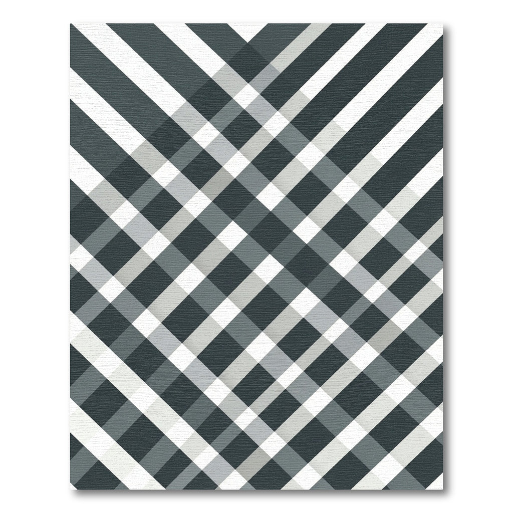 Modern Gray Plaid Diagonal Rug