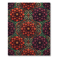 Crimson Burgundy Floral Medallion Arrangement Rug