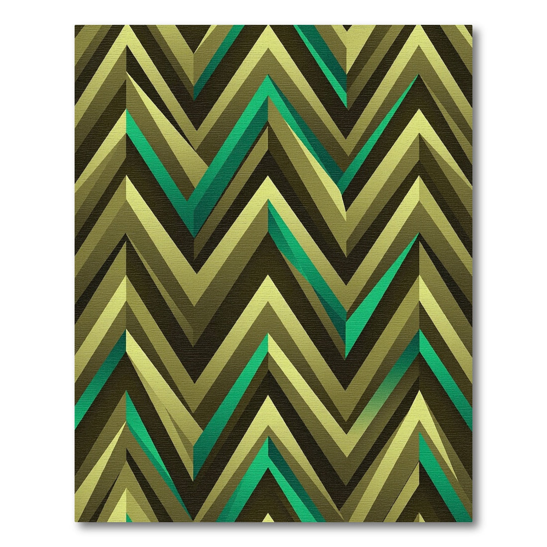 Emerald Green Chevron Geometric Rug