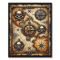Vintage Nautical Skull Compass Treasure Map Rug