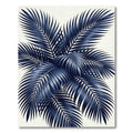 Modern Navy Palm Frond Composition Rug