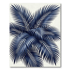 Modern Navy Palm Frond Composition Rug