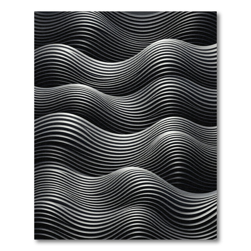 Monochromatic Wave Relief Texture Rug