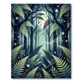 Moonlit Forest Fern and Starry Night Rug