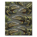 Detailed Green Iguana Reptile Illustration Rug