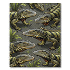 Detailed Green Iguana Reptile Illustration Rug