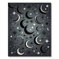 Celestial Monochrome Crescent Moon Starry Sky Rug