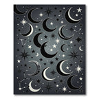 Celestial Monochrome Crescent Moon Starry Sky Rug