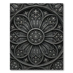 Gothic Charcoal Architectural Rose Medallion Rug