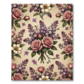 Vintage Pink Rose and Lilac Bouquet Rug