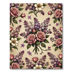 Vintage Pink Rose and Lilac Bouquet Rug