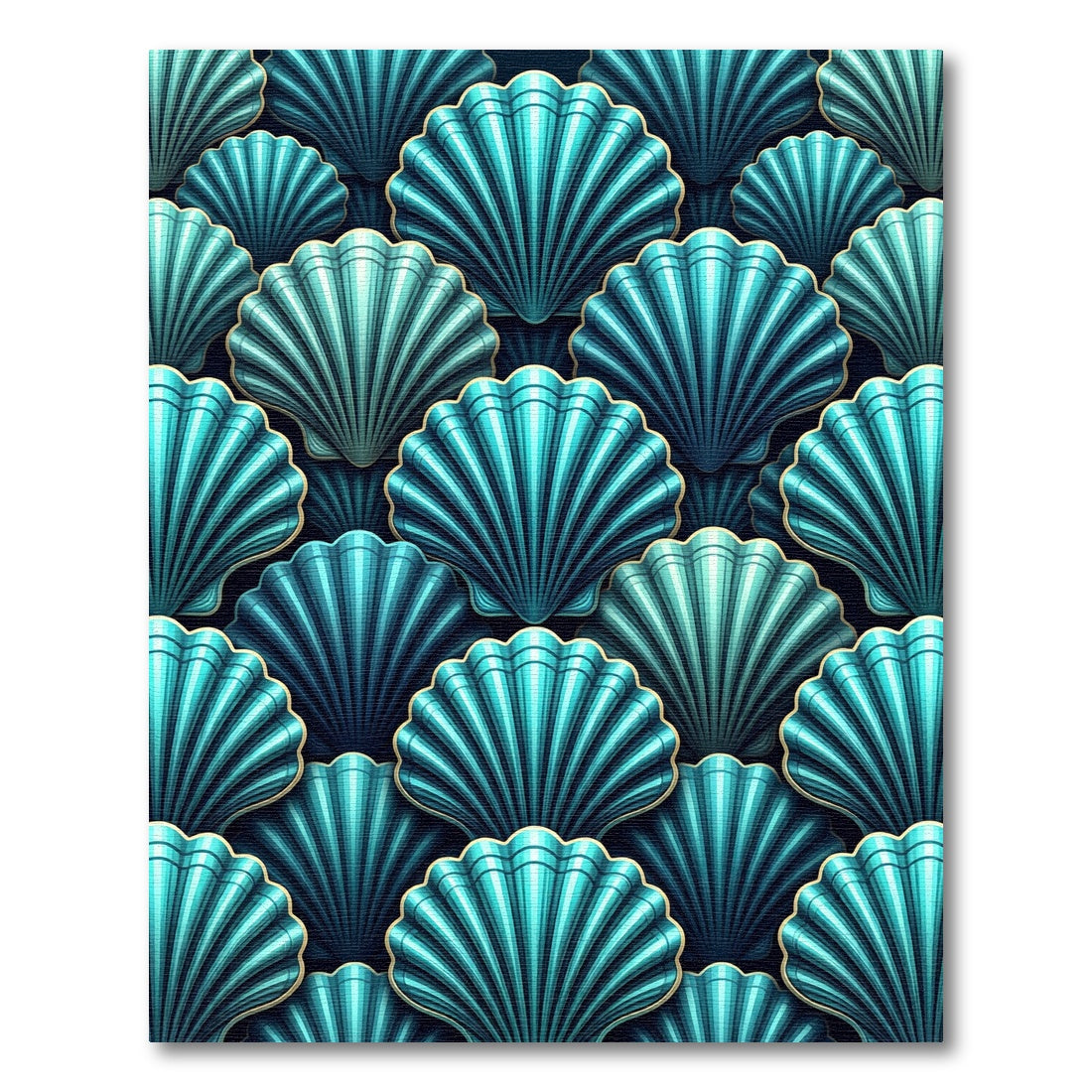 Aqua Blue Fan Shell Arrangement Rug