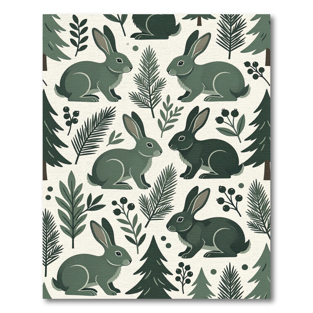 Woodland Forest Rabbit and Pine Rug