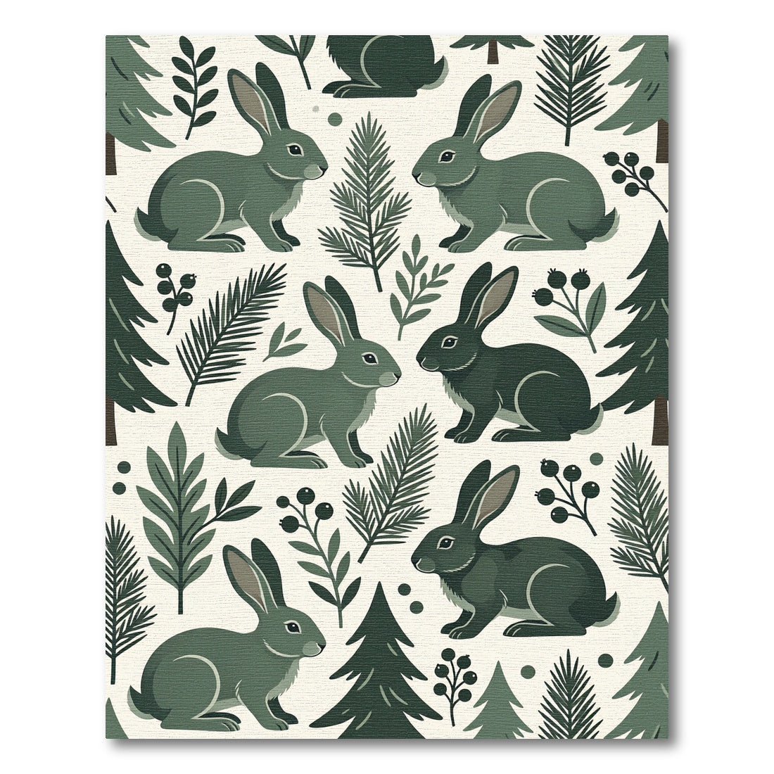 Woodland Forest Rabbit and Pine Rug