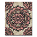 Blush Pink Lotus Mandala Medallion Circular Rug