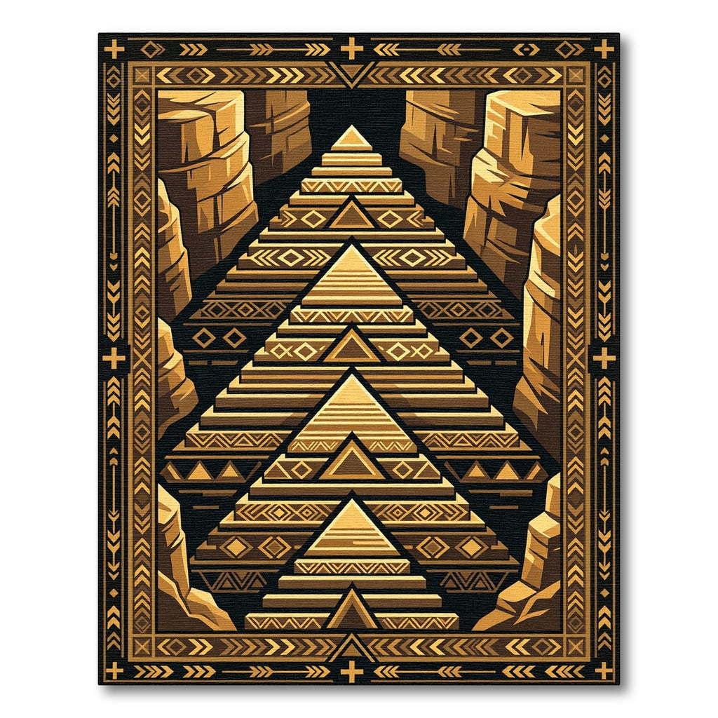 Golden Canyon Geometric Pyramid Rug