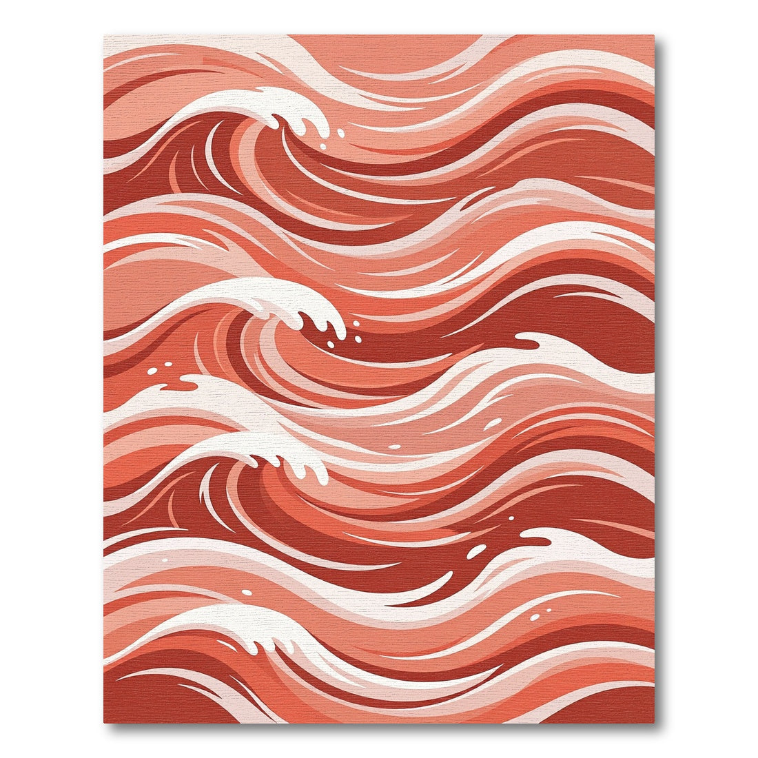 Coral Red Abstract Wave Composition Rug