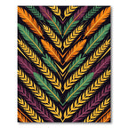 Vibrant Feathered Plume Geometric Chevron Rug