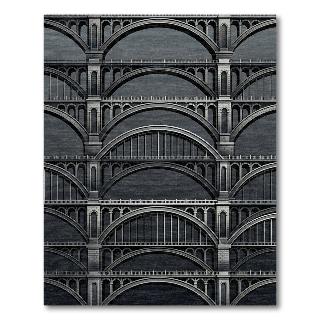 Architectural Arches Monochromatic Bridge Pattern Rug