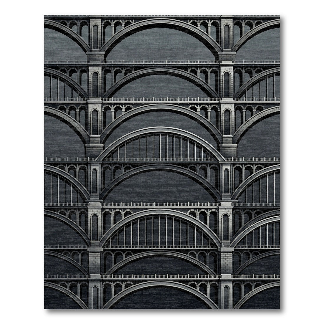 Architectural Arches Monochromatic Bridge Pattern Rug