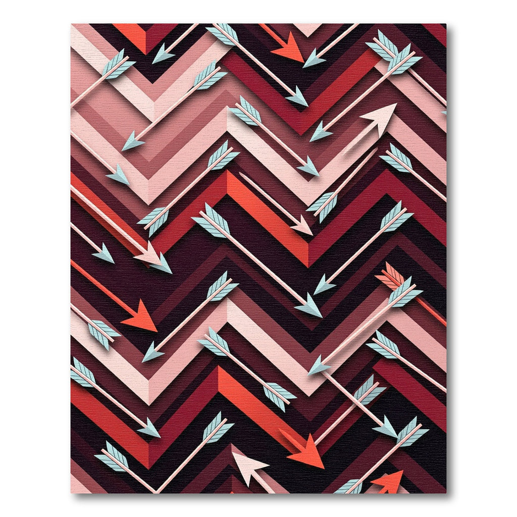 Geometric Chevron Arrow Crimson Rug