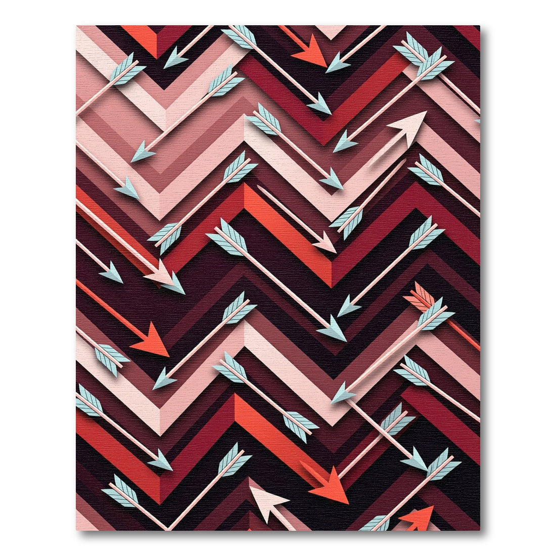 Geometric Chevron Arrow Crimson Rug