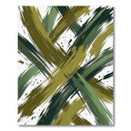 Abstract Olive Green Crossed Brushstrokes Rug