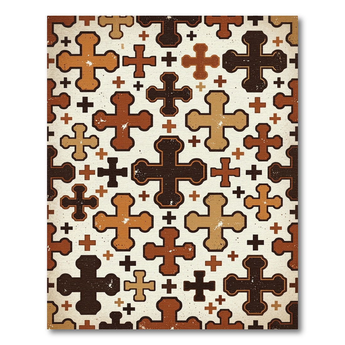 Rich Earth Tone Cross Medallion Rug