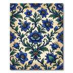 Elegant Cobalt Floral Scroll Damask Rug
