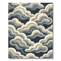 Elegant Layered Cream and Charcoal Clouds Rug