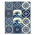 Blue Ocean Wave Compass Medallion Rug