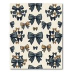 Elegant Charcoal and Bronze Ribbon Bows Rug