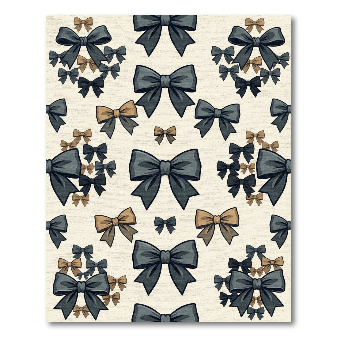 Elegant Charcoal and Bronze Ribbon Bows Rug