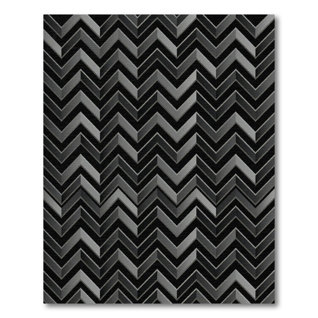 Modern Charcoal Geometric Chevron Rug