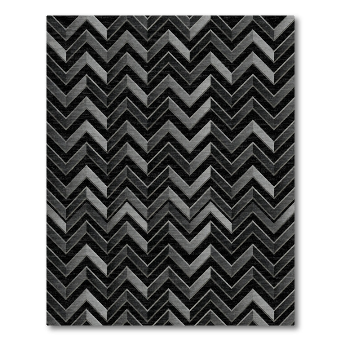 Modern Charcoal Geometric Chevron Rug