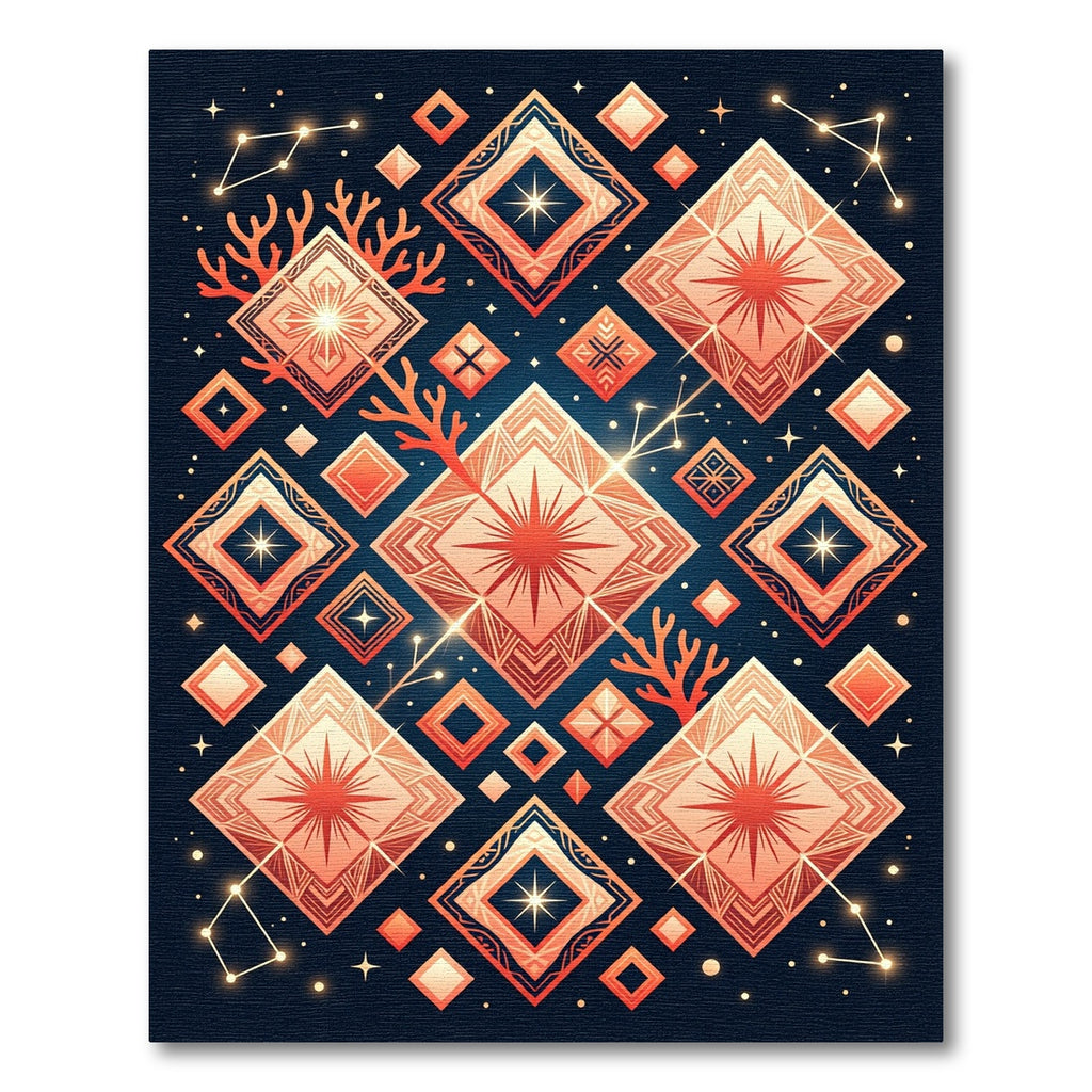 Celestial Orange Diamond Constellation Rug