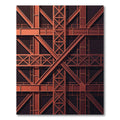Deep Red Industrial Geometric Lattice Rug