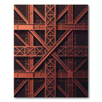 Deep Red Industrial Geometric Lattice Rug