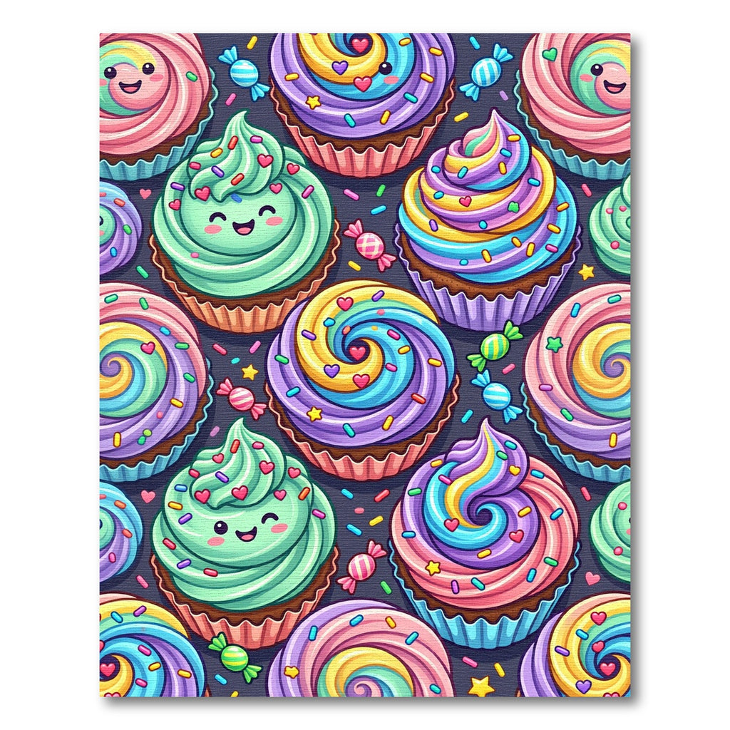 Whimsical Pastel Cupcake and Candy Swirls Rug