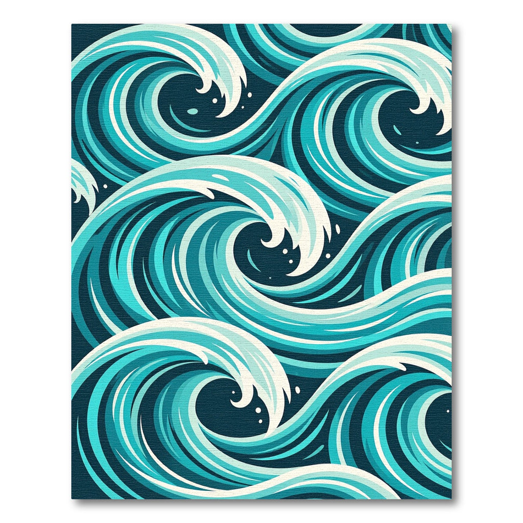 Abstract Teal Ocean Swirl Composed Art Rug