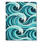 Abstract Teal Ocean Swirl Composed Art Rug