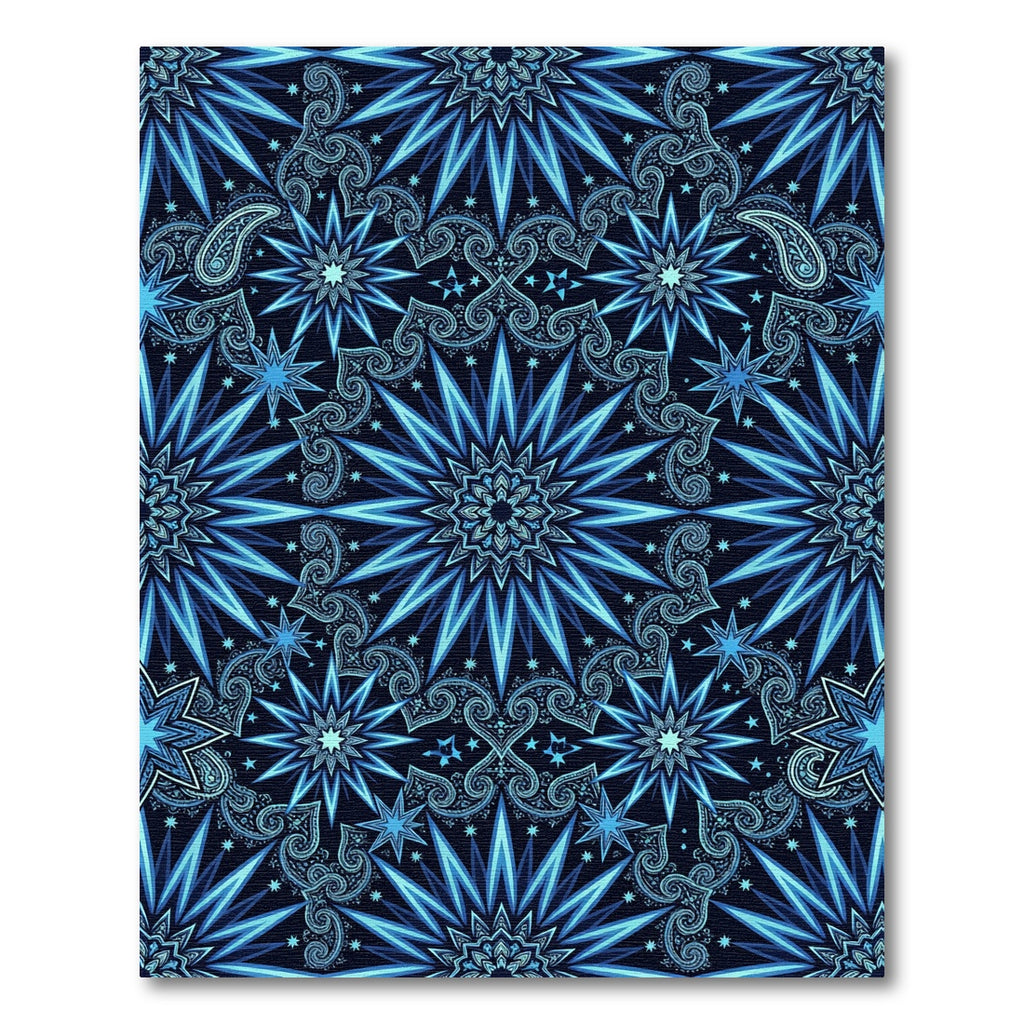 Celestial Blue Starry Paisley Mandala Rug